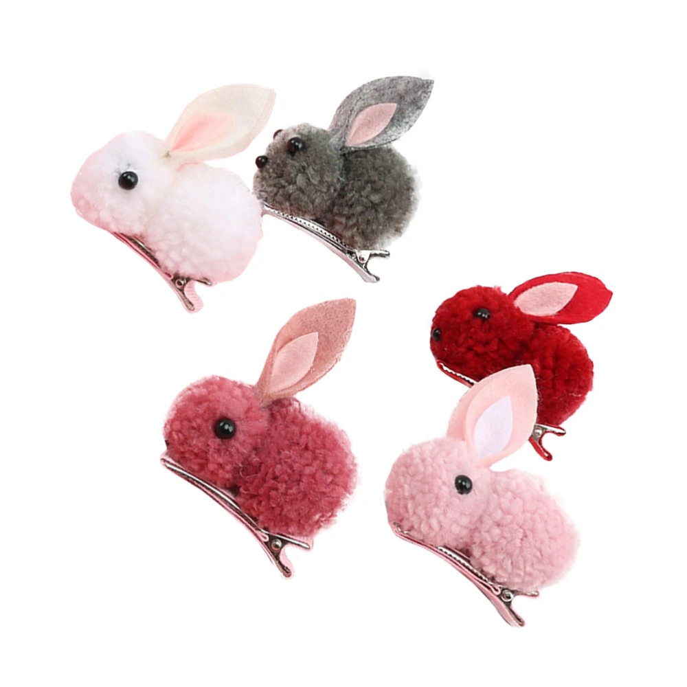 5pcs Easter Plush Rabbit Hair Clip Chic Hair Barrettes Fashion Hair Lovely Hair Accessories for Party Banquet (Random Color)