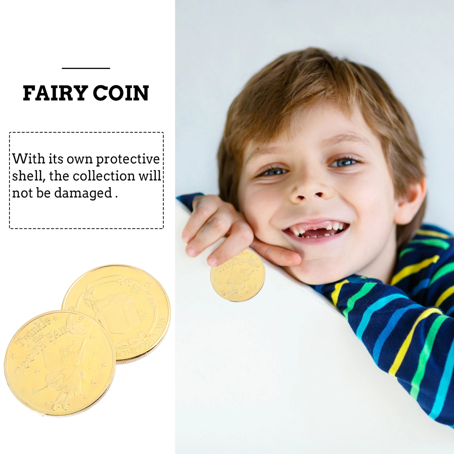 2pcs Tooth Fairy Coin Iron Coin Reward Collection Coin Experience Coin(Golden)