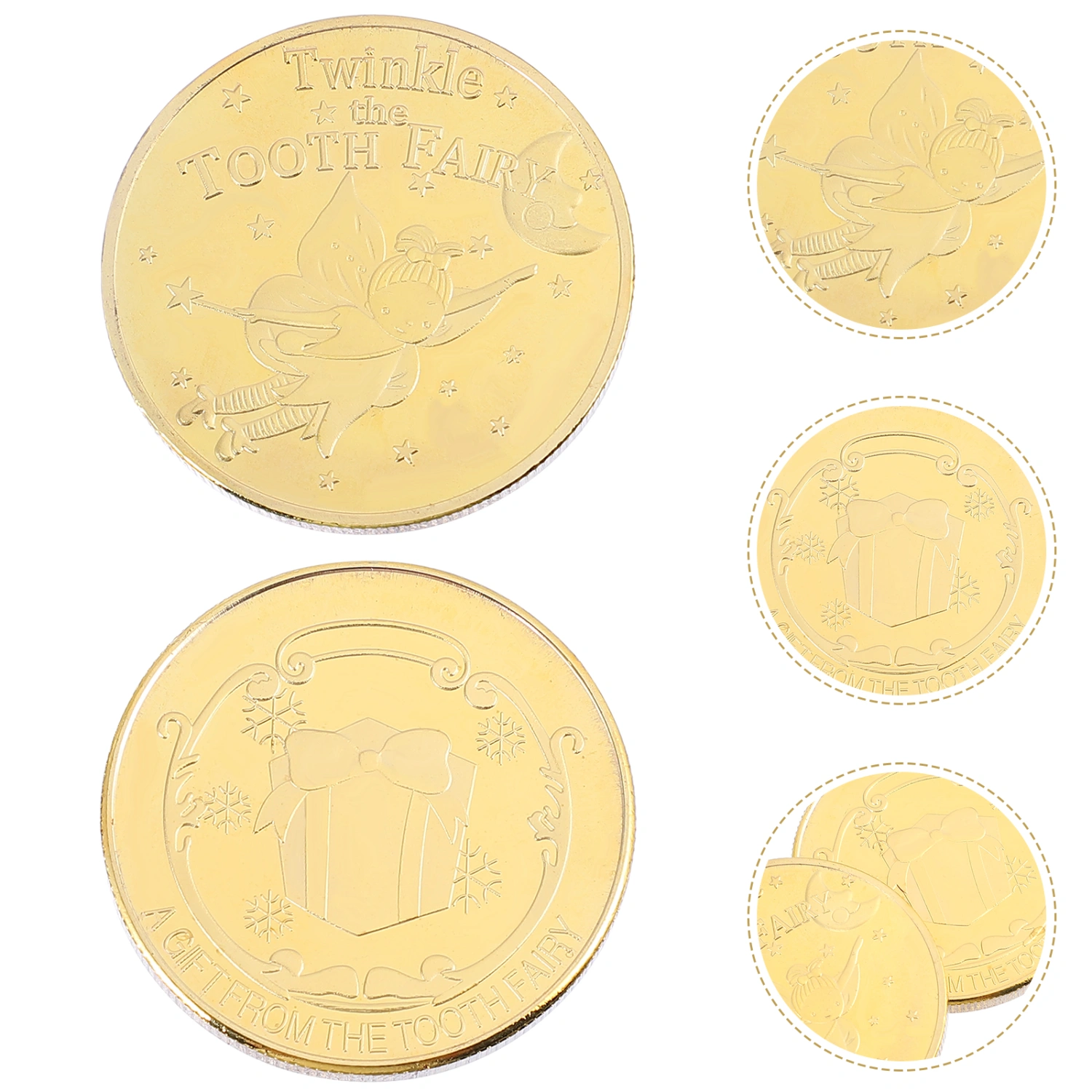 2pcs Tooth Fairy Coin Iron Coin Reward Collection Coin Experience Coin(Golden)