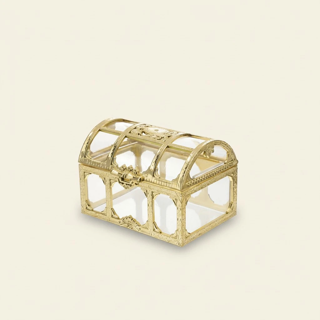 2pcs Plastic Transparent Pirate Treasure Box Crystal Jewelry Box Storage Organizer Trinket Keepsake Treasure Chest