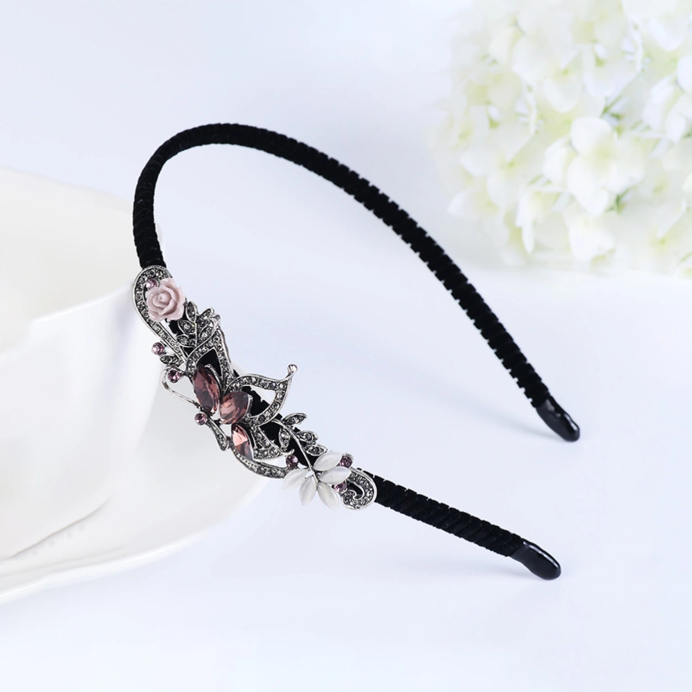 Rhinestone Headband Flower Hair Band Women Hair Hoops Hair Accessories