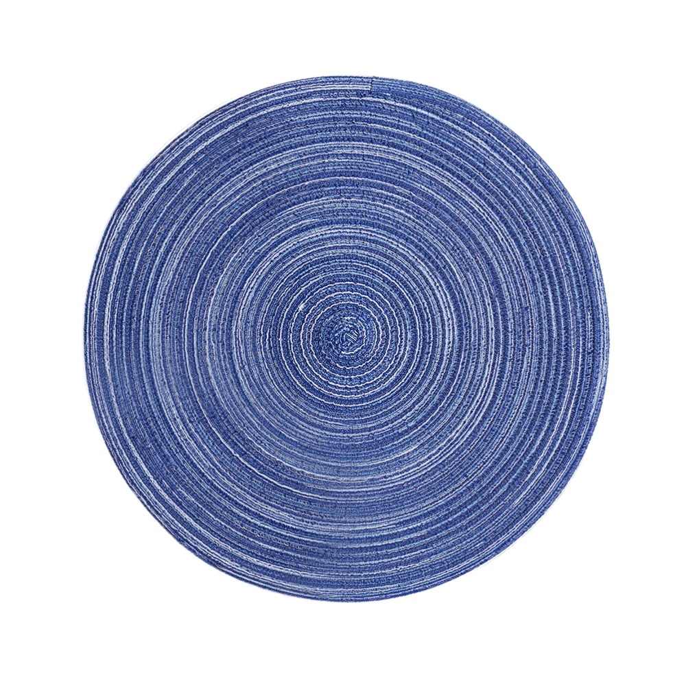 35cm Round Placemats Weave Table Mats Anti-skid Heat-resistant Placemats (Blue)