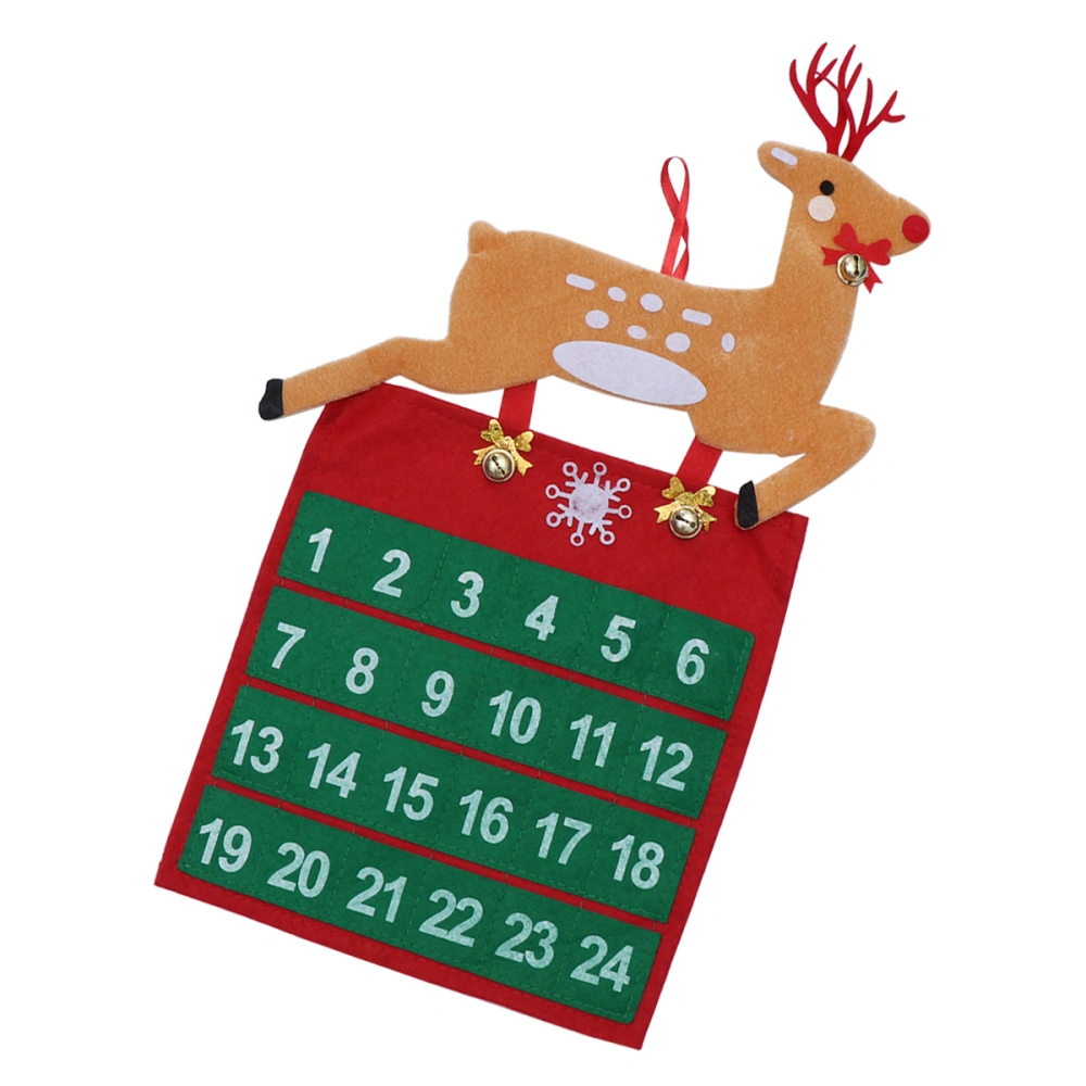 Adorable Elk with Bell Design Countdown Calendar Christmas Hanging Ornament Non-woven Advent Calendar Decorations Christmas Supplies