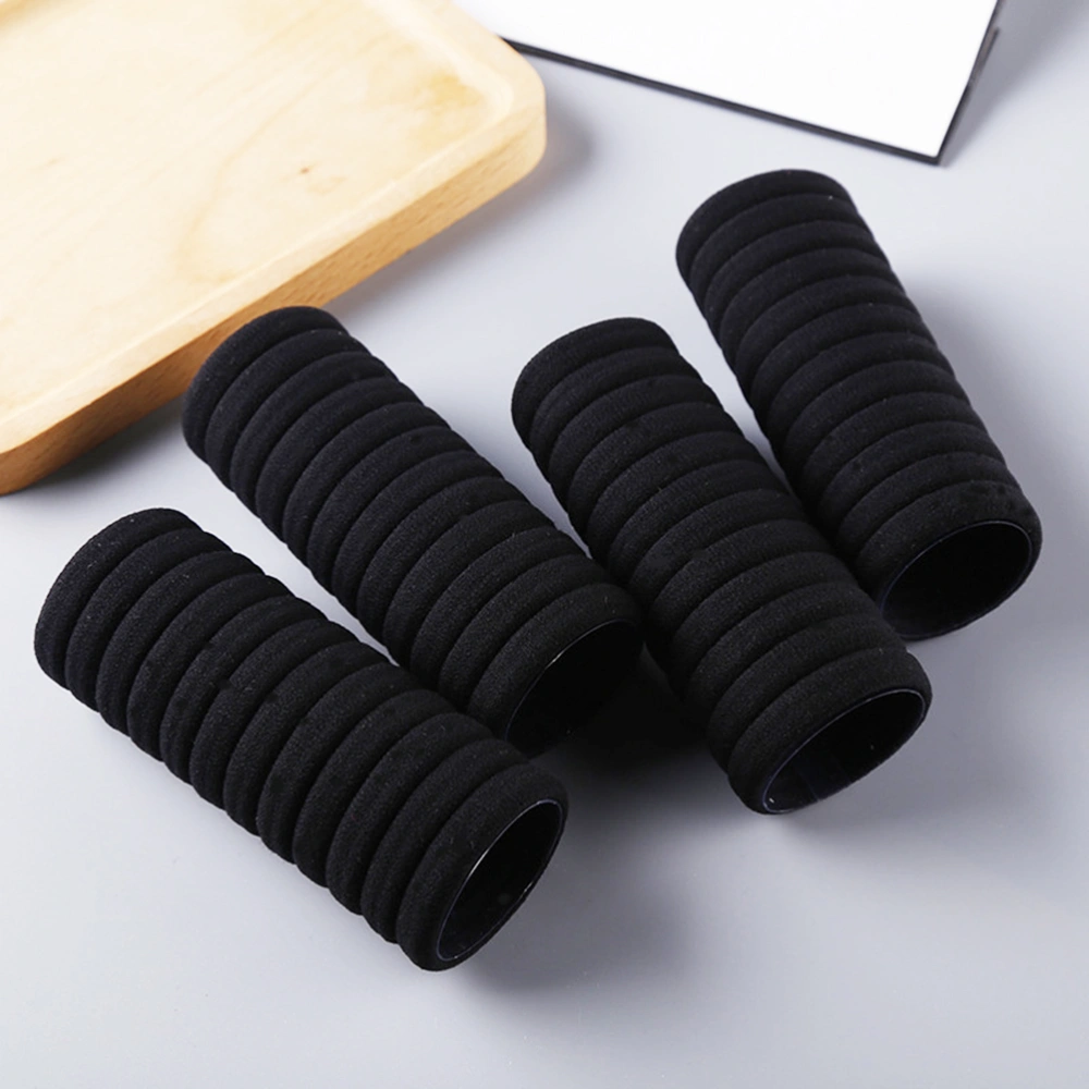 100pcs Highly Elastic Hair Tie Fashion Women Seamless Hair Band Rope Ponytail Holder (Black）