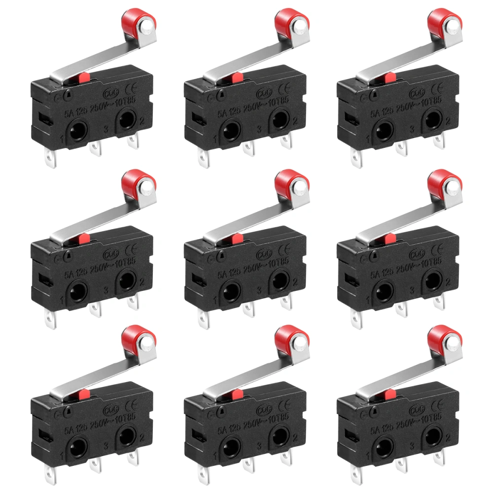 UEETEK 10pcs 250V 5A SPDT 1NO 1NC Momentary Hinge Roller Lever Micro Switches 3