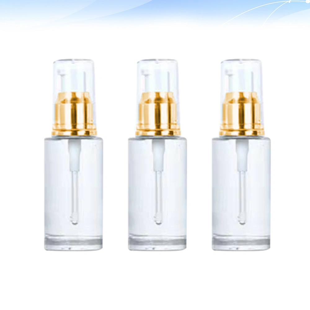 3Pcs Empty Pump Cosmetic Bottles Essential Oil Bottle Empty Bottles Portable Pump Bottle (Golden and White 40ml)