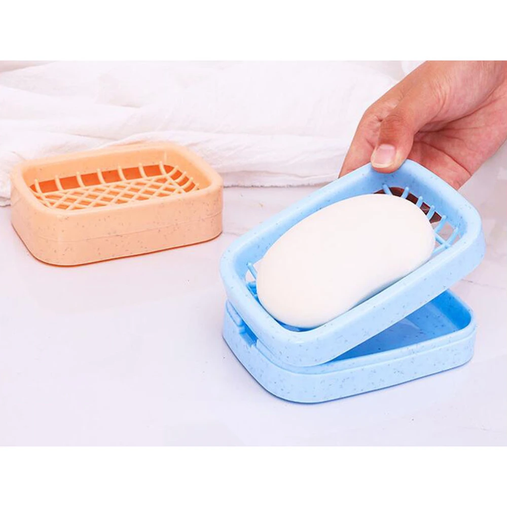 Creative Double Soap Holder Box Shape Soap Container Soap Dish Supplies Soap Drying Tools (Orange)