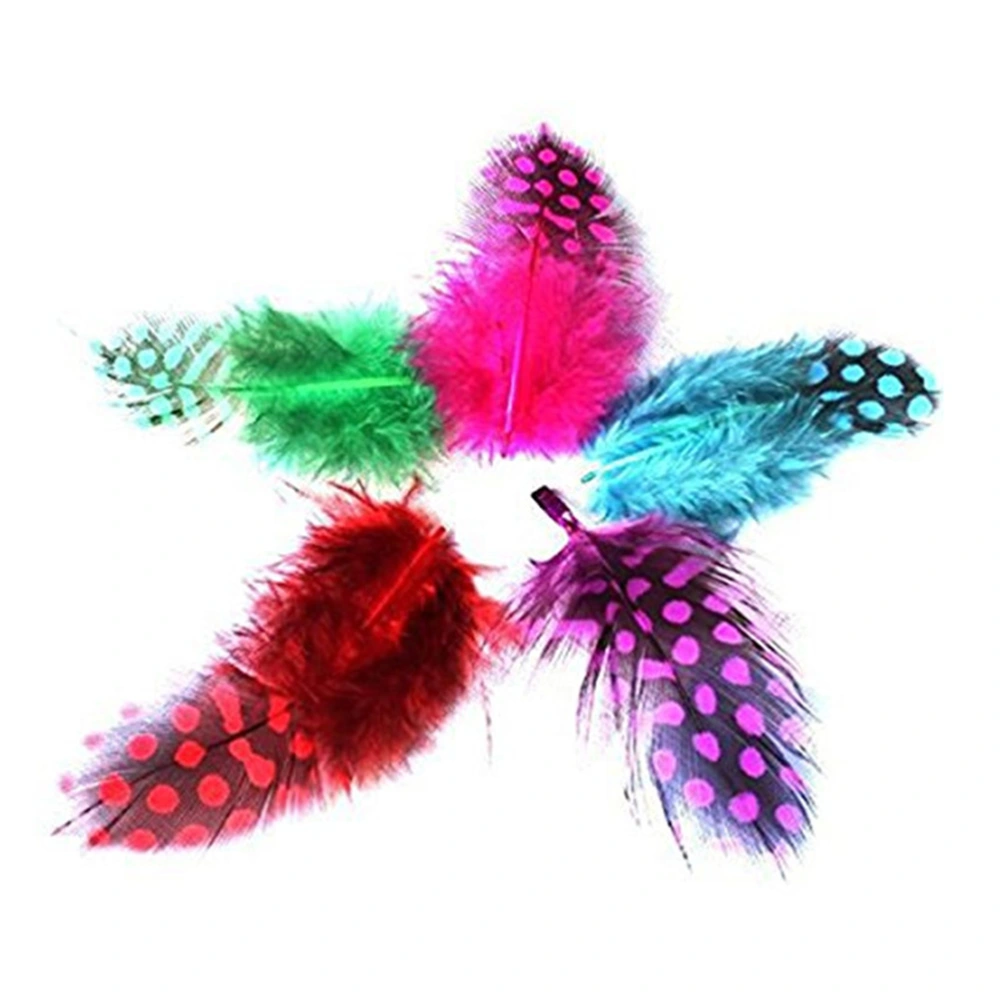 100pcs DIY Pearl Spots Feathers Natural Color Assorted Chicken Feathers for Various Crafts for Party Decor Dress-up (Mixed Color)