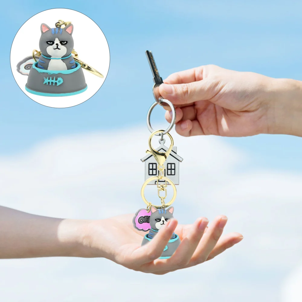 1pc Lovely Key Pendant Crafted Key Ring Multipurpose Resin Cat Pendant Keychain