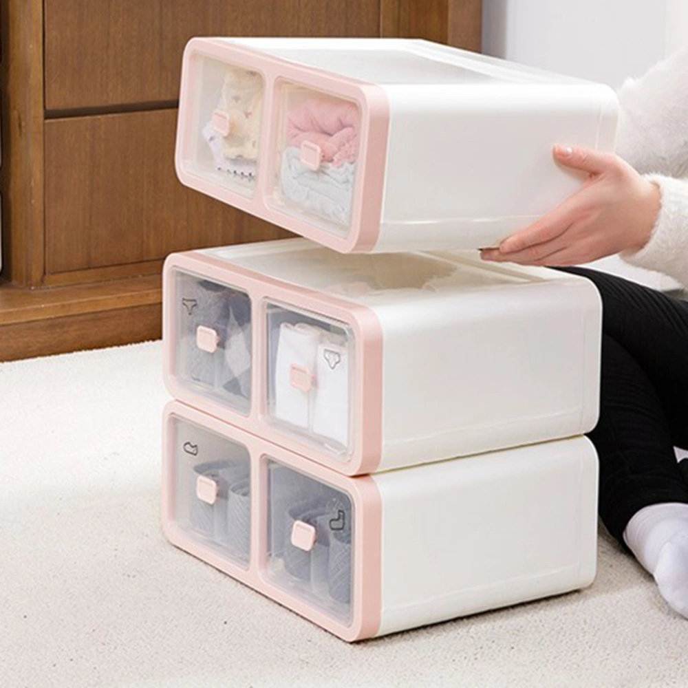 12 Grids Plastic Underwear Socks Ties Separator Organizer Case Desk Drawer Closet Organizer (Pink)