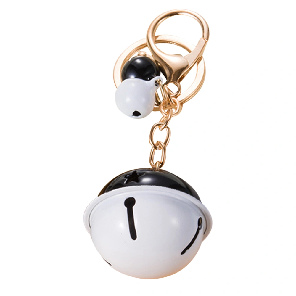 Small Bells Key Chain Strong Key Ring with Charming Pendants for Handbag School Bag(White and Black)