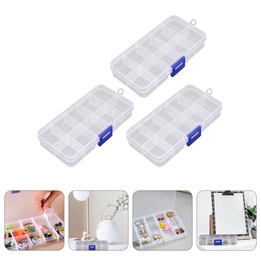 3pcs Clear Plastic Storage Box Beads Storage Containers Transparent Jewelry Case