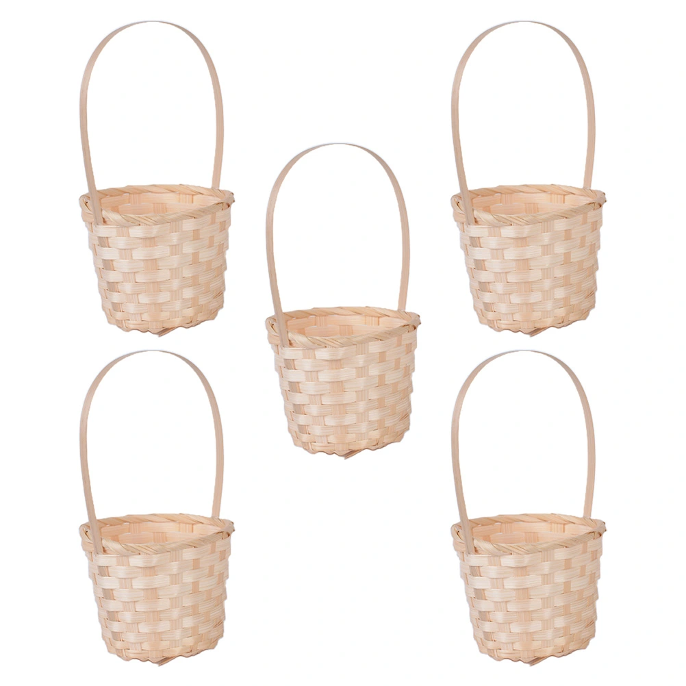5pcs Bamboo Weaving Picnic Basket Practical Flower Holder Home Storage Basket