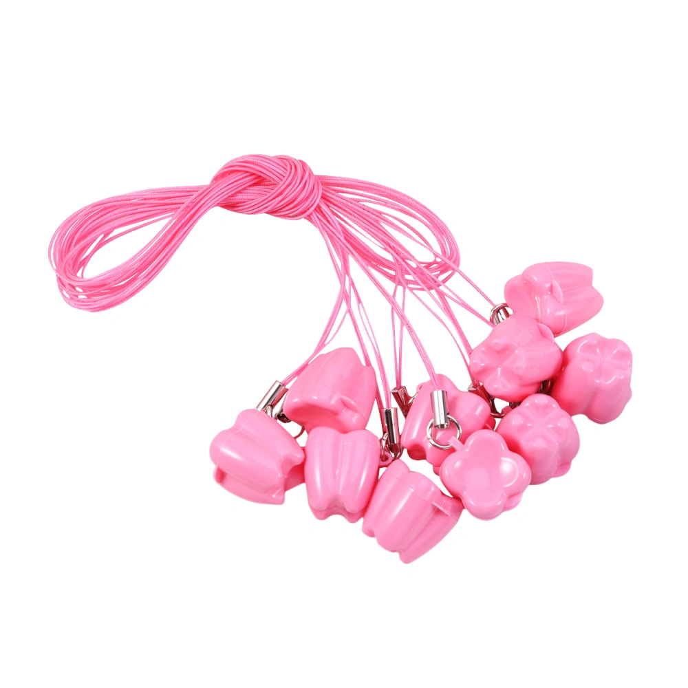 10pcs Teeth Storage Box Lovely Baby Milk Tooth Organizer with Necklace Case Gift for Kids (Pink)