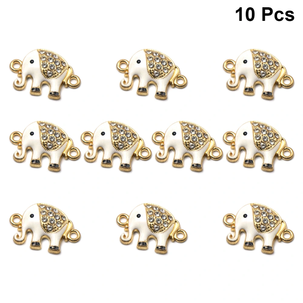 10pcs Alloy Elephant with Diamond Pendants Charms DIY Jewelry Making Accessory for Earrings Necklace