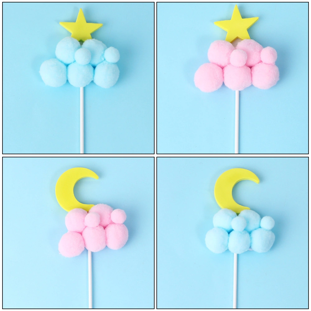 12Pcs Cake Topper Decoration Cloud Pattern Birthday Cake Insert Cards for Party