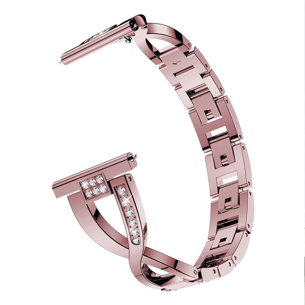 Rhinestone Watchband Beautiful Practical X Shaped Watchband Compatible With Fitbit Versa lite X Rose Pink