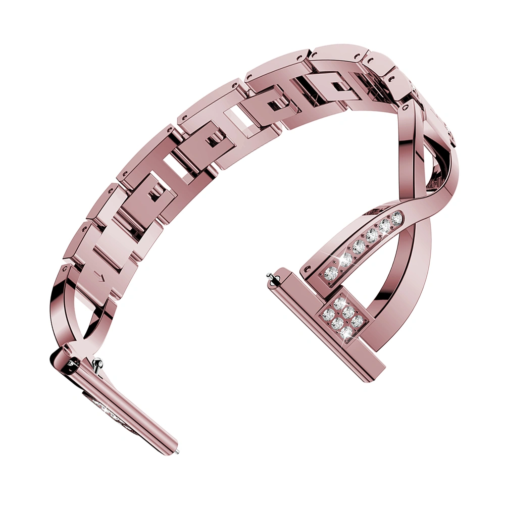 Rhinestone Watchband Beautiful Practical X Shaped Watchband Compatible With Fitbit Versa lite X Rose Pink