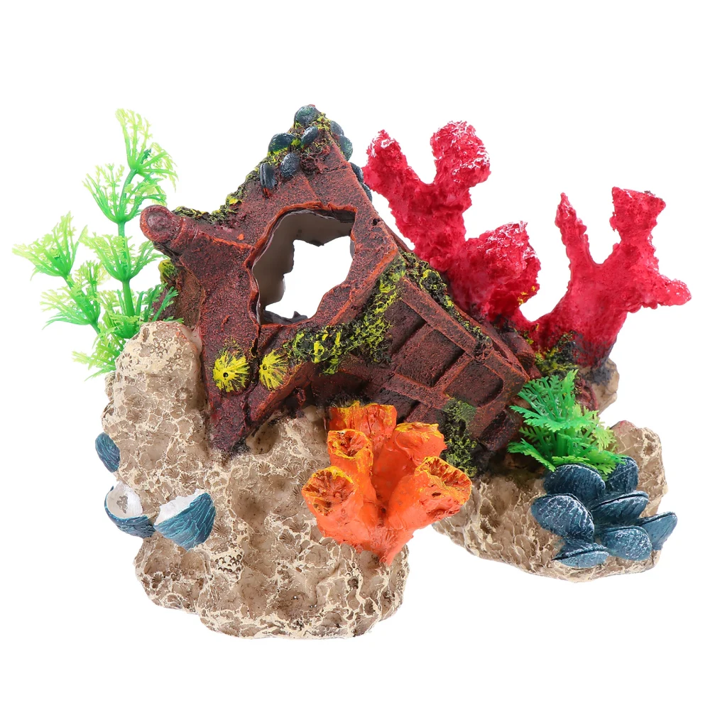 1Pc Aquarium Coral Ornament Artificial Coral Decor Fish Tank Telephone Booth Statue