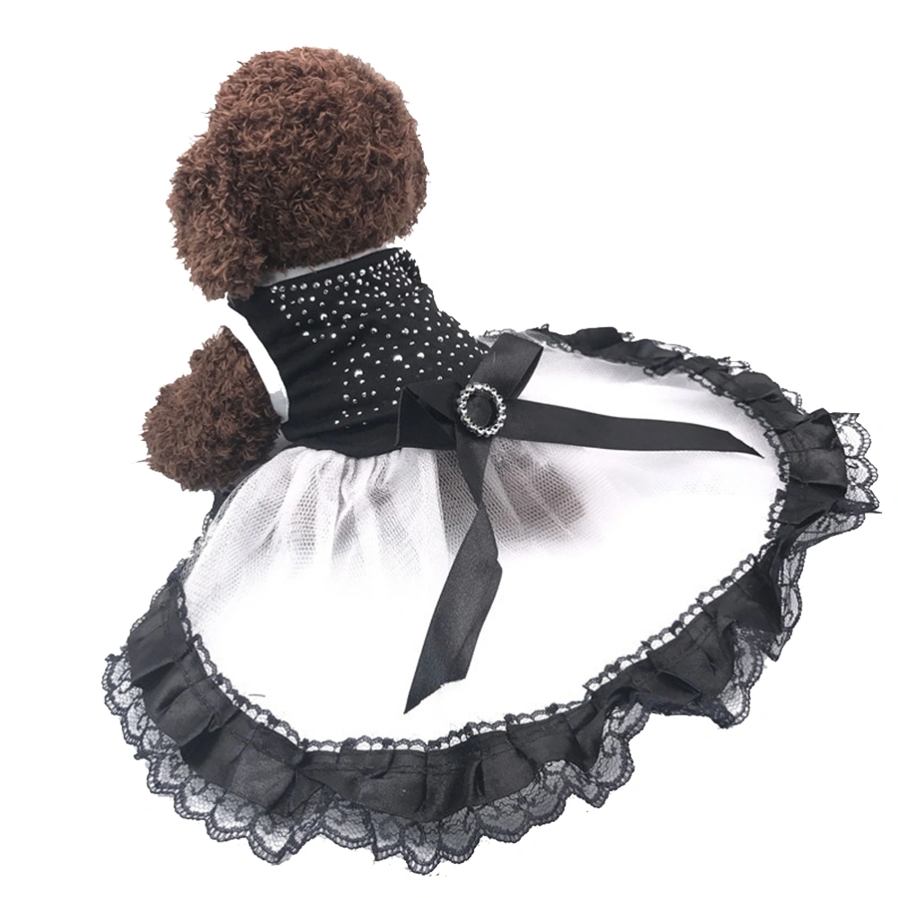 Dog Clothes Comfortable Pet Lace Dress Creative Wedding Dress Cosplay Photo Props Costume for Teddy Home Party (Black, Size M)