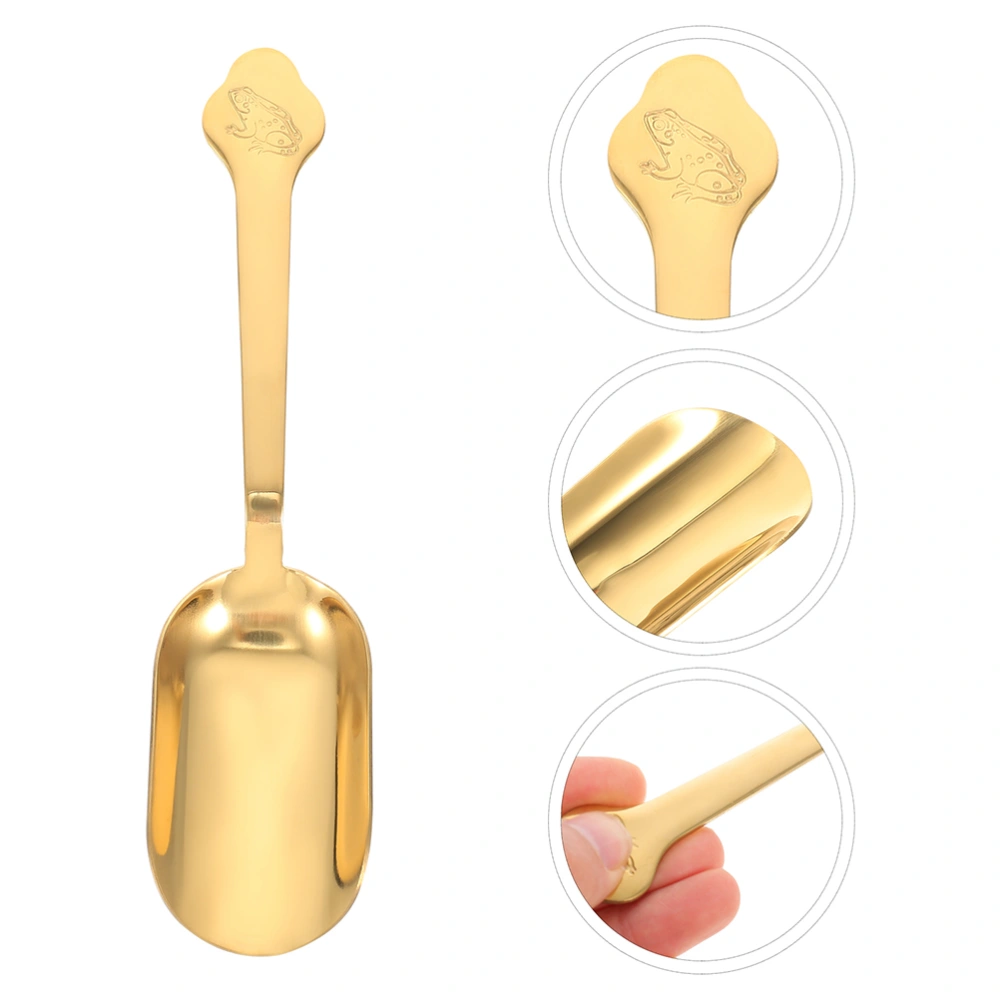 2pcs Stainless Steel Tea Spoons Portable Tea Scoop Shovels Kung Fu Teaware (Golden)