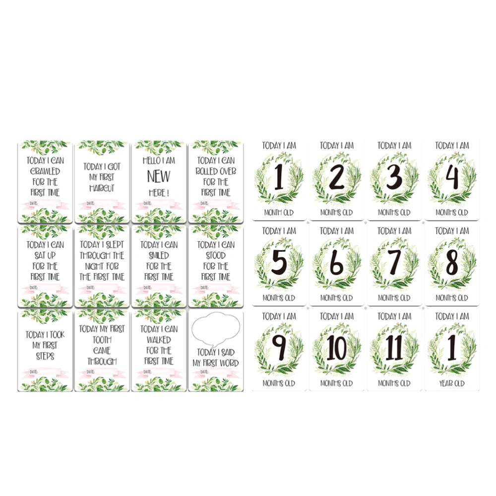 24pcs of One Set Adorable Milestone Sticker Creative Month Sticker Skill Paste Decor for Baby Infant Newborn (Month Sticker and Skill Sticker 12pcs for Each）