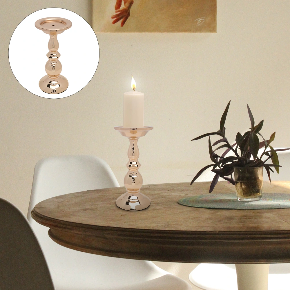 1Pc American Style Metal Candleholder Simple Modern Metal Candleholder (Golden)