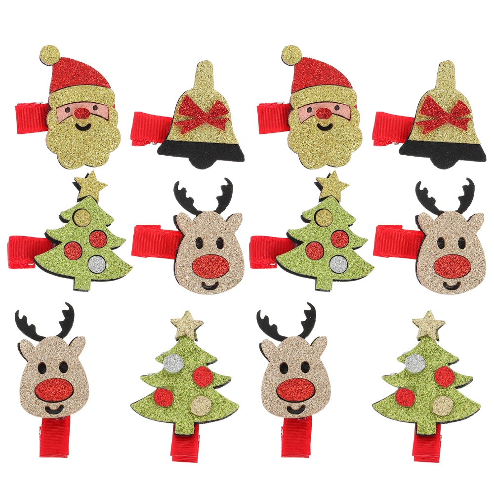 12pcs Xmas Theme Hair Clip Adorable Hairpins Kids Hair Decor Party Headdress