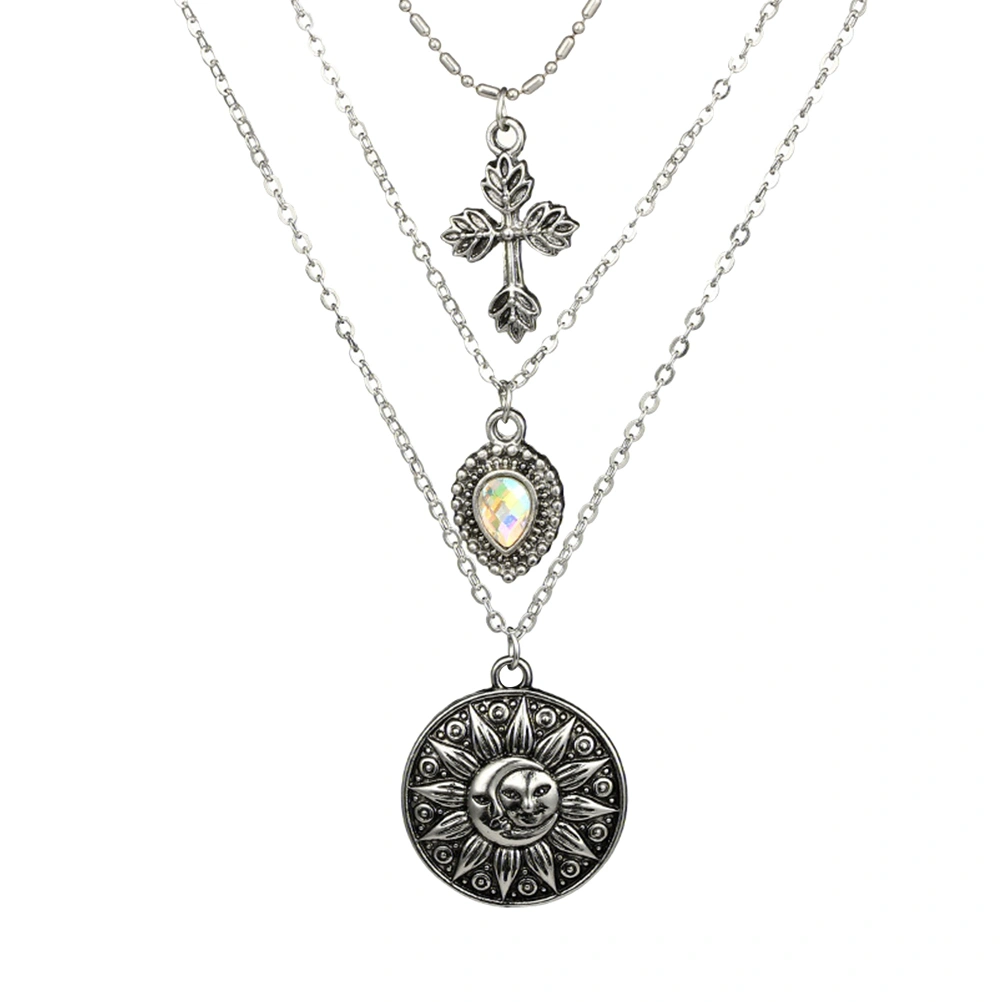 Bohemia 3 Layered Multilayer Pendant Necklace Alloy Choker Necklace Stylish Jewelry Gift for Women