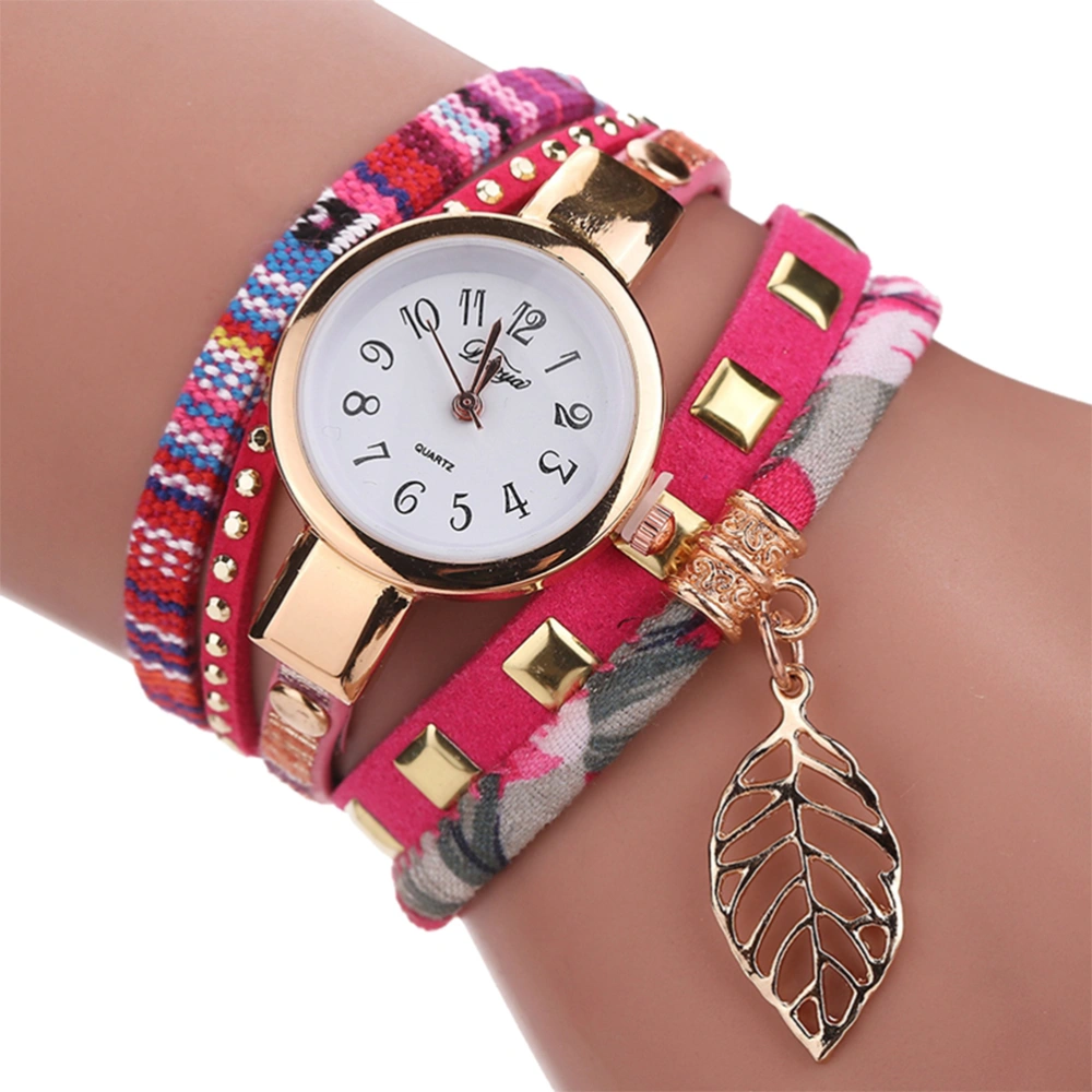 Duoya Classic Women Quartz Watch Lady Bracelet Wrist Quartz Dress Watches Wristwatch (Rose Red)