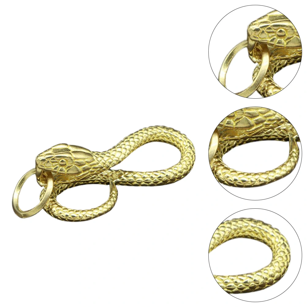 1Pc Chic Copper Snake Keychain Pendant DIY Bag Pendant Key Ring Pendant (Yellow)