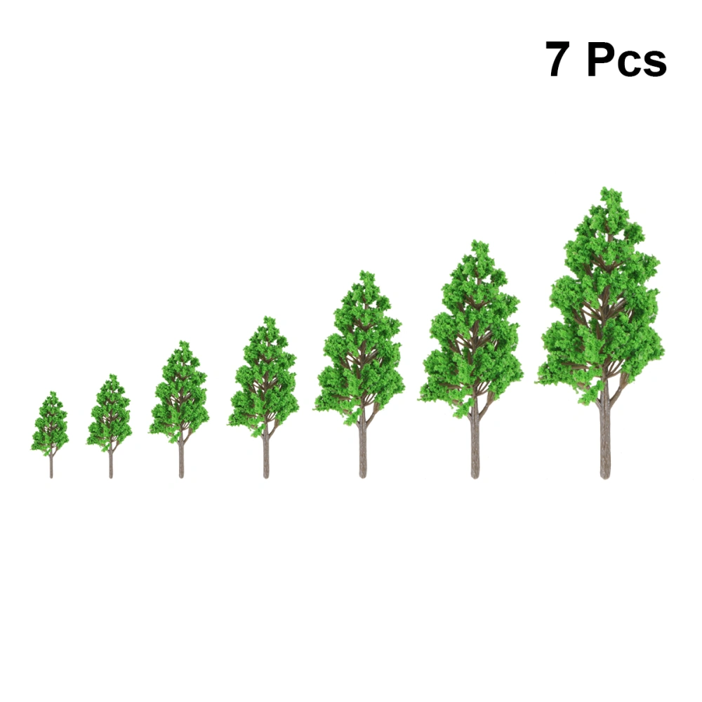 7 Pcs Garden Landscape Plastic Poplar Tree Model Layout Props Scenery DIY Handmade Material Mini Poplar Tree Model (3cm, 4.5cm, 6.5cm, 8cm, 10cm, 12cm, 14cm Style)