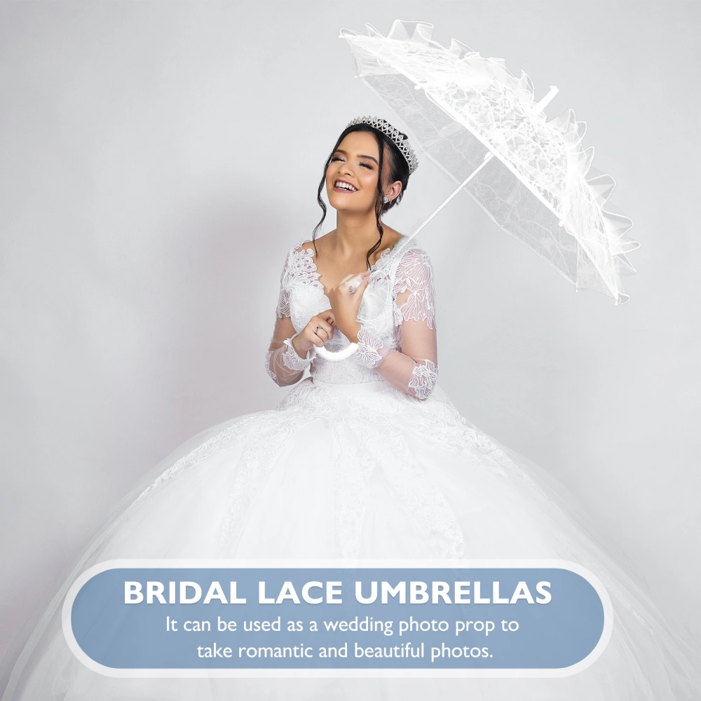 1Pc Lace Umbrella Bridal Lace Parasol Photography Prop Stage Dancing Prop