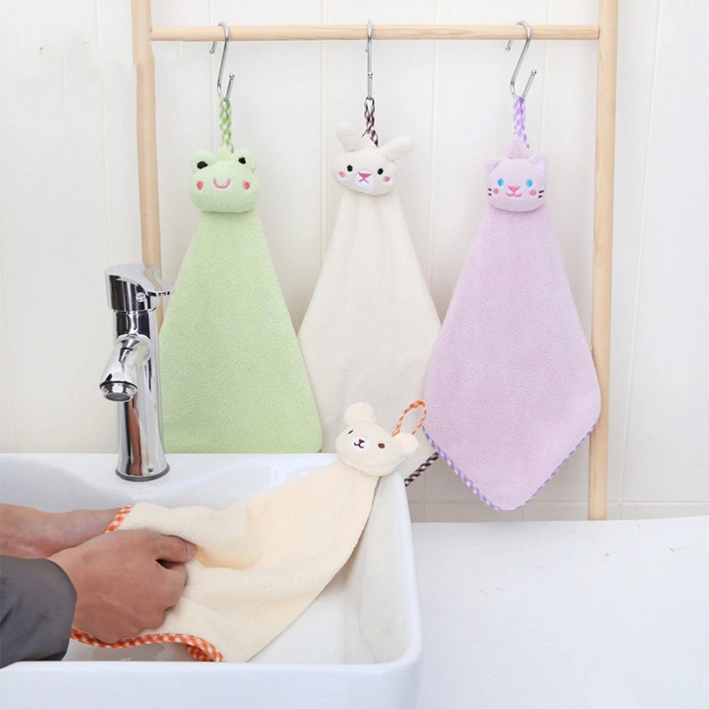 1 Set of 2Pcs Microfiber Towel Kitchen Hanging Dishcloth Small Hand Towel Bathroom Bibulous Towel for Home Bathroom Kitchen Office (Green, Purple)