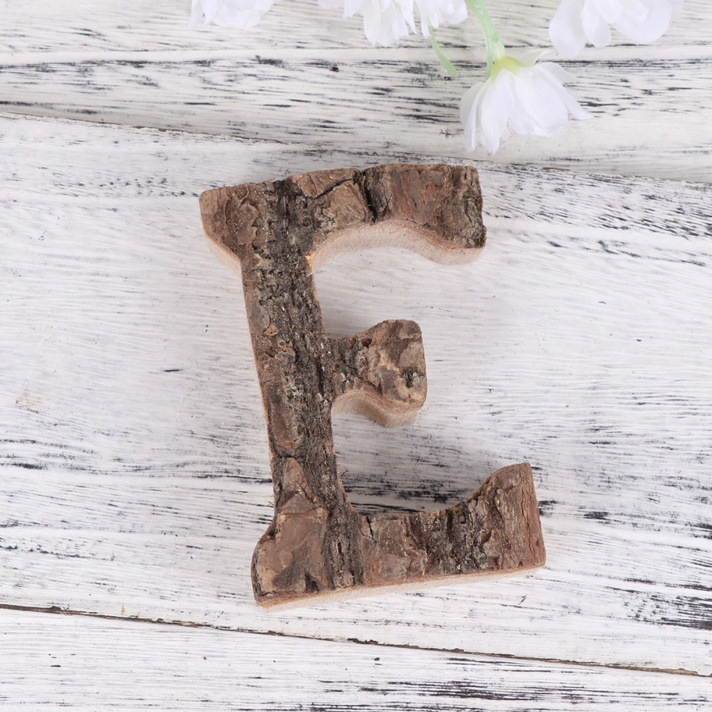 1Pc Natural Tree Bark Design Ornament Creative Vintage English Letters Wooden Decoration DIY Crafts Ornaments (Letter E)