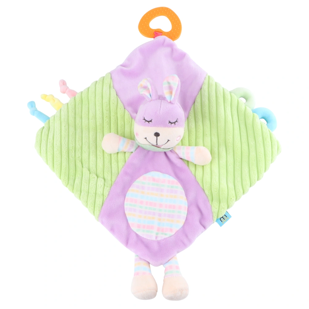 Cartoon Infant Pacifying Saliva Towel Soothe Appease Towel Plush Comforting Toy Plush Toys with Teether Soothing Toys (Rabbit)