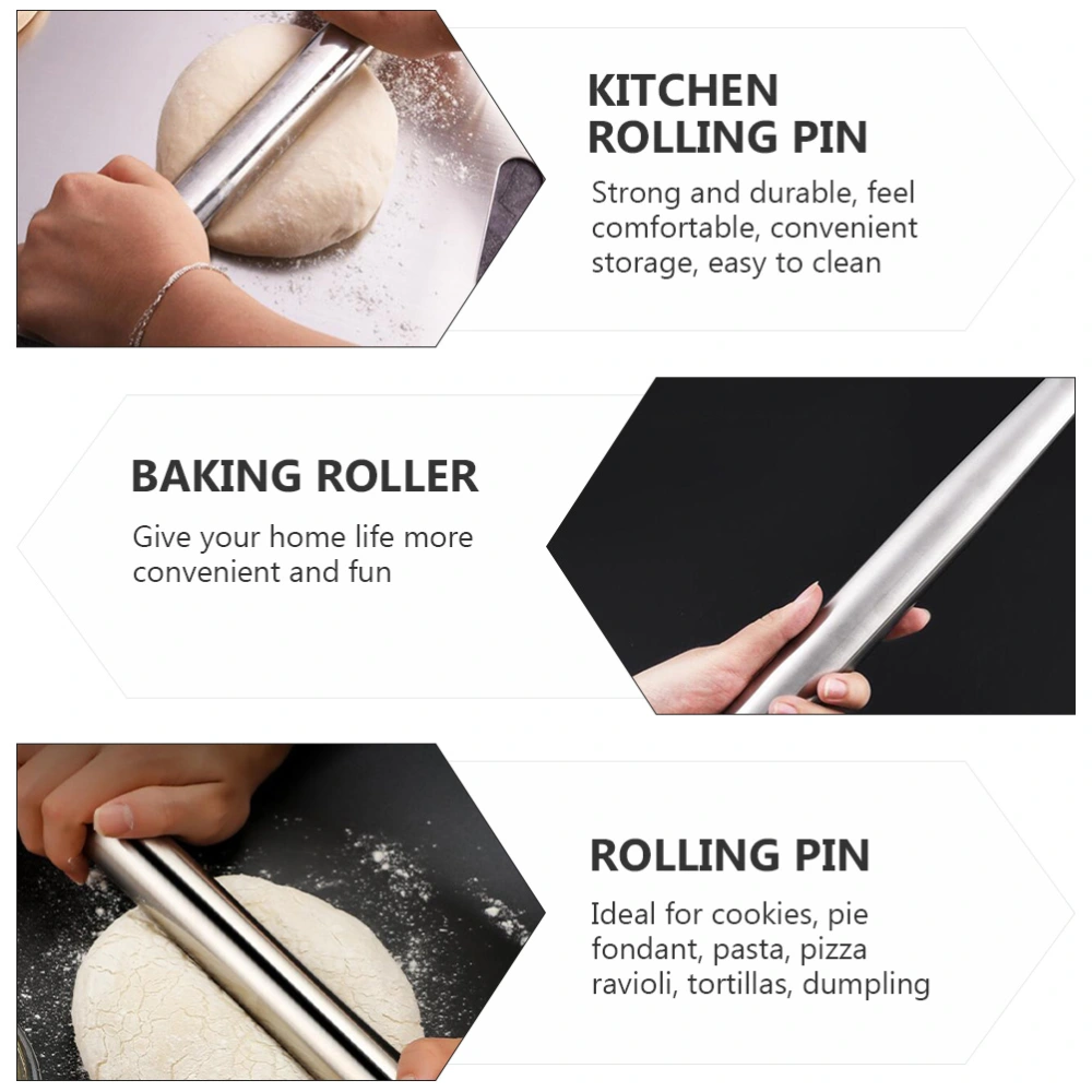 1pc Stainless Steel Rolling Pin Dumpling Wrapper Rolling Stick Baking Roller