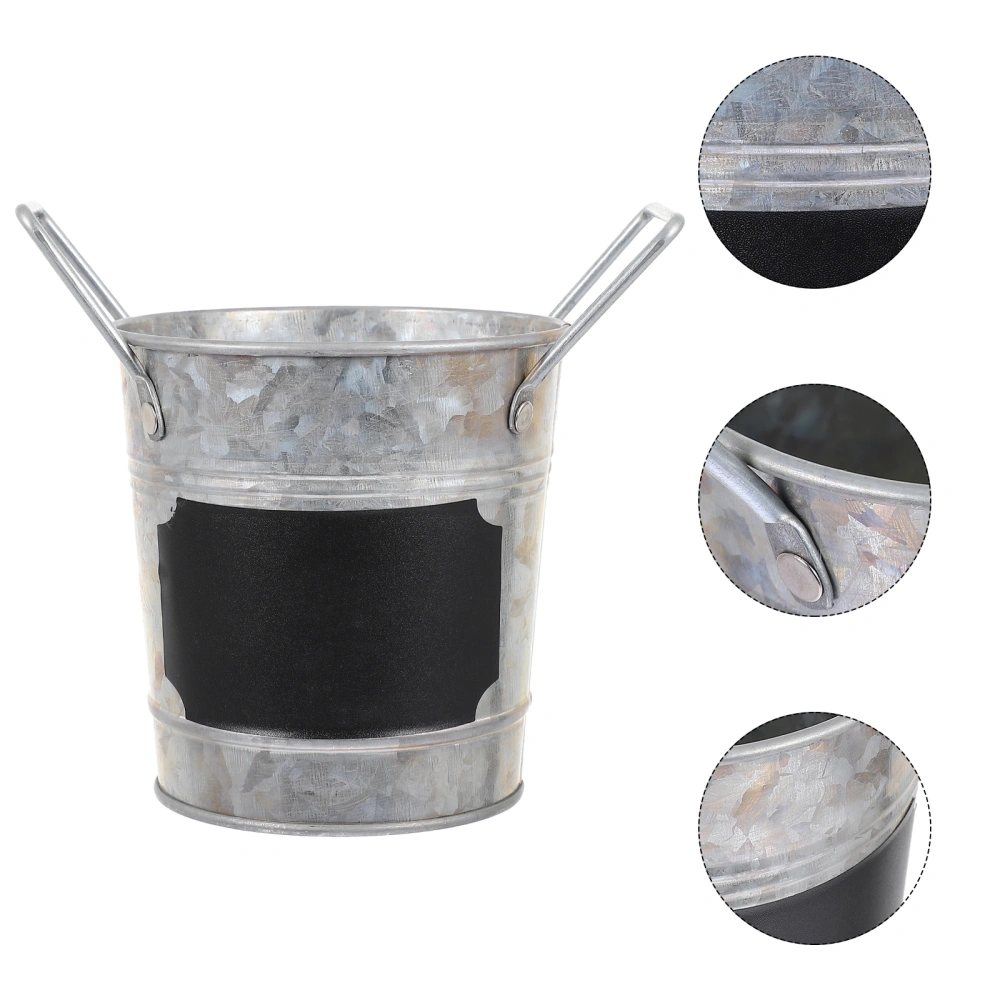 1pc Galvanized Iron Flower Pot Decorative Flowers Bucket Succulent Plant Bucket