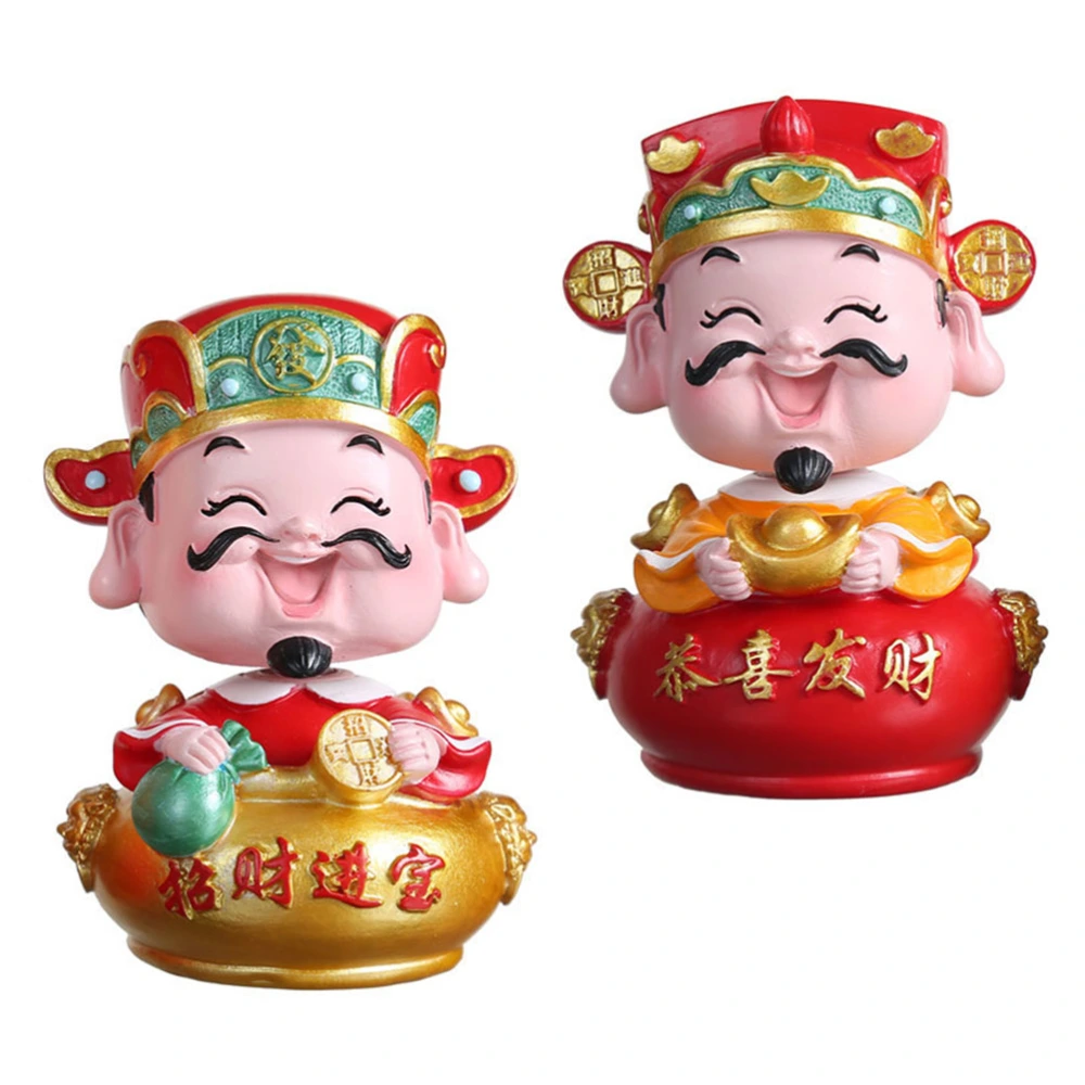 2pcs Resin Decor New Year Birthday Cake Decoration Unique God of Wealth Adorns