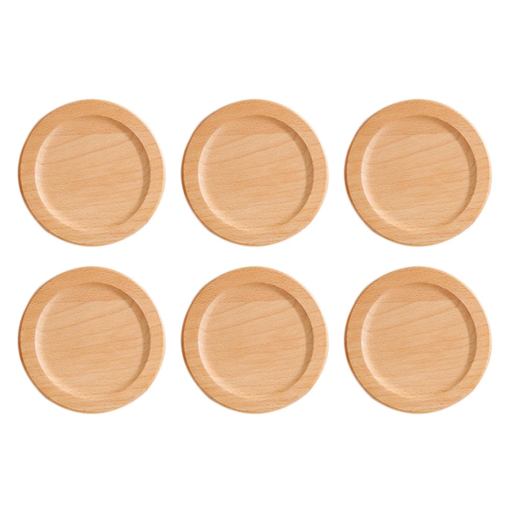 6PCS Vintage  Wooden Cup Mat for Coffee Table Drinks Cup Desk Mat with Coaster Holder Environmentally Friendly