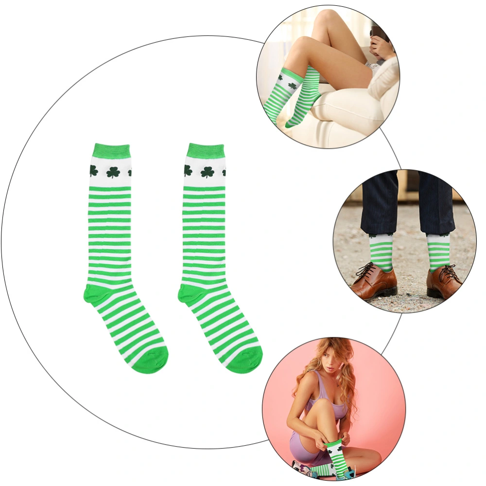 3 Pairs of Polyester Unisex Socks Beautiful Party Socks Stretchable Clover Socks