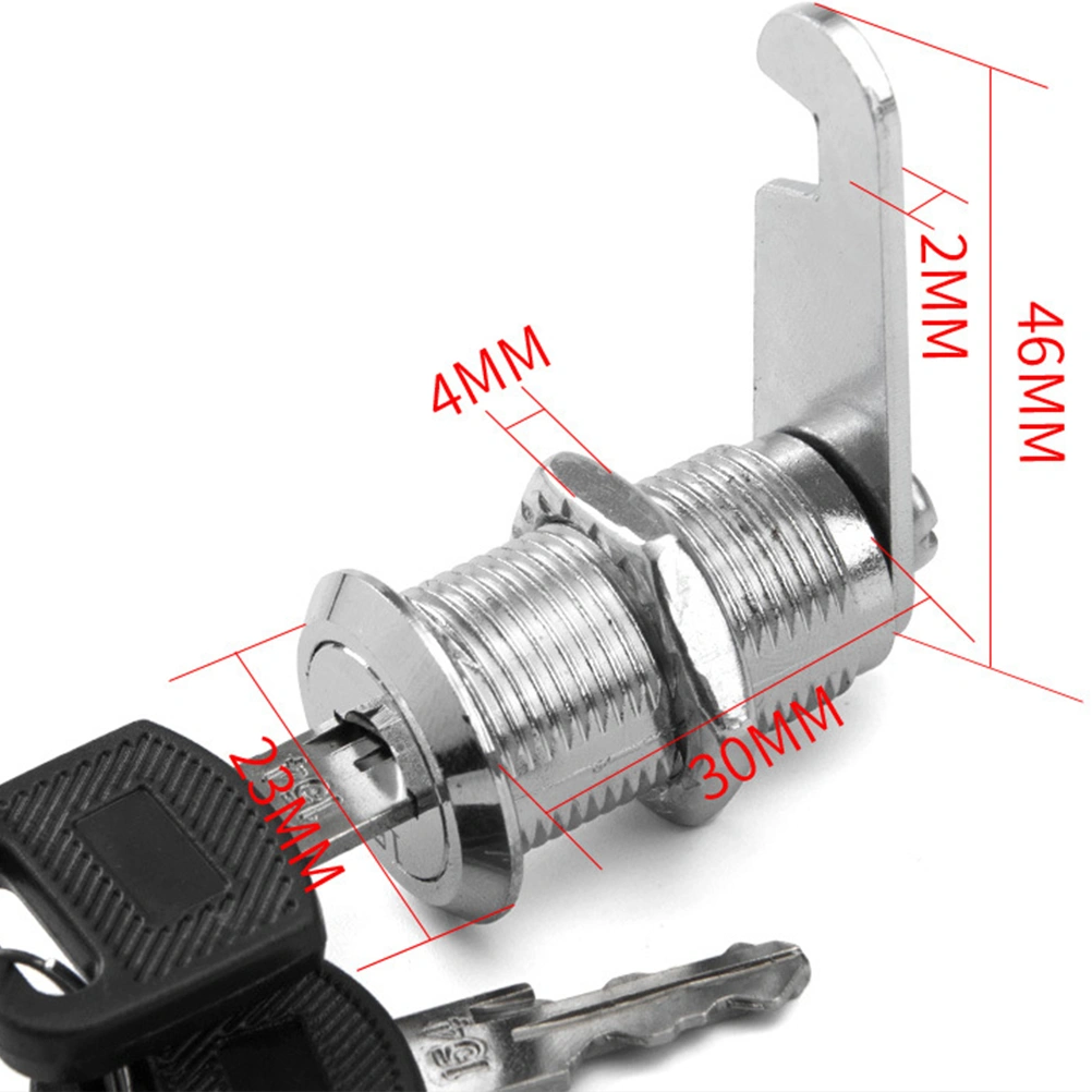 Mailbox Locks Drawer Cupboard Lock Keys Tubular Cam Locks for Safebox or Files Silver (30mm)