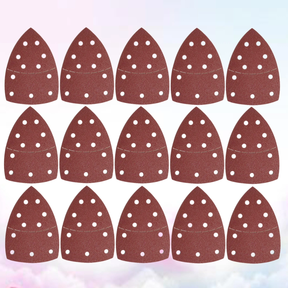 60pcs 11 Holes Self-adhesive Sandpaper Triangle Sander Paper Hook Loop Sanding Disc Abrasive Tools for Polishing (40/60/80/120/180/240 Grit Each Specification 10pcs)