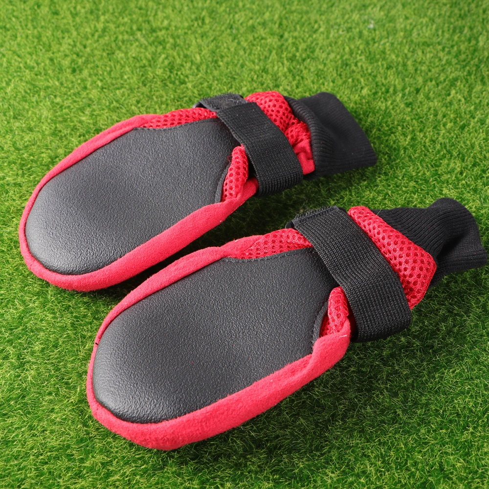 1 Set of Breathable Mesh Dog Puppy Shoes Nonslip Sole Dog Boots Paw Protector - Size M (Red)