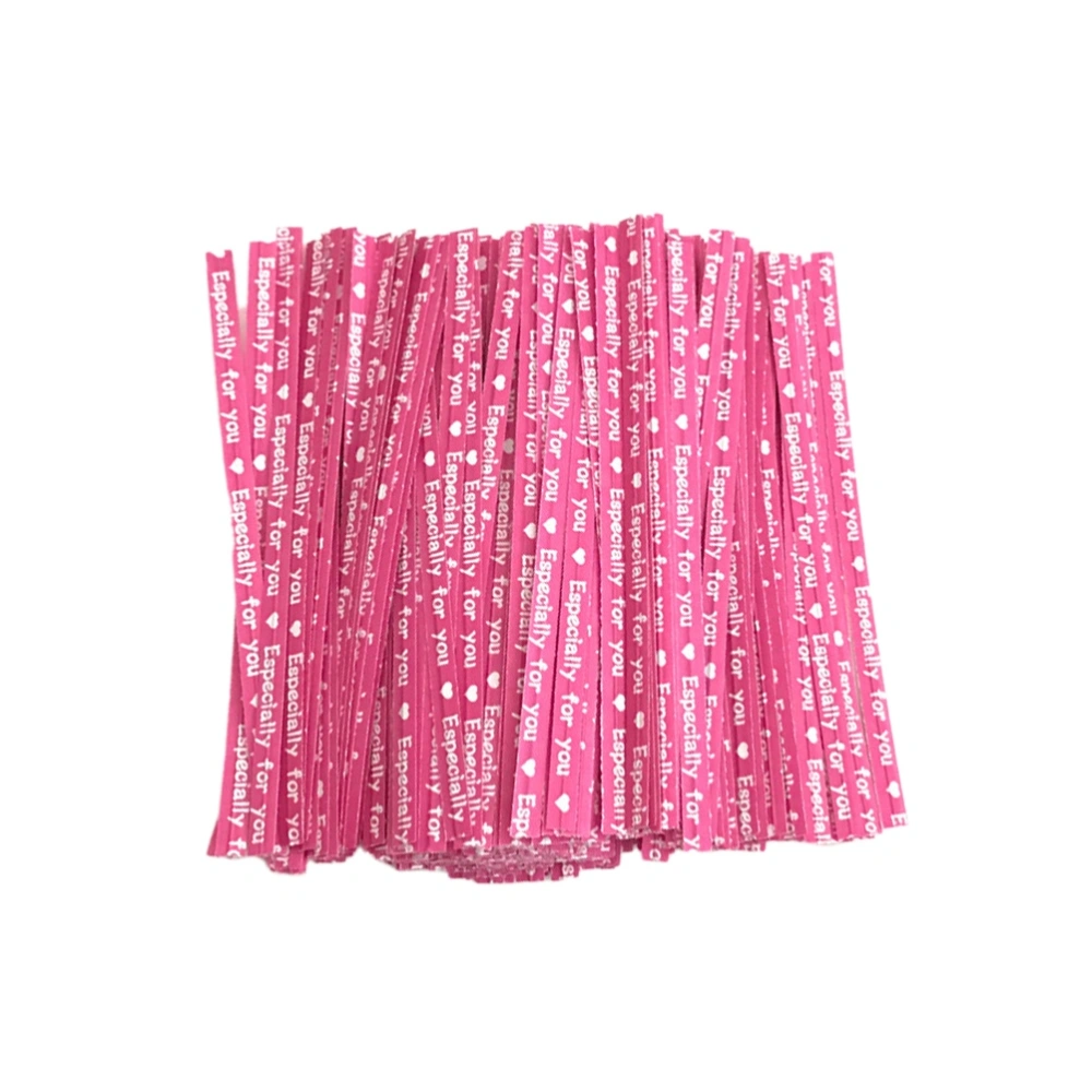 1000pcs Rosy Baking Package Tie Kraft Paper Closure Ties Bendable Packing Ribbon Gift Wrap Manage Cords for Tying Dessert Candy Bag