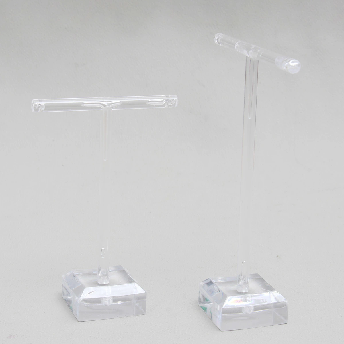 2pcs Acrylic Earrings Stand Holder T-shape Ear Studs Display Rack Jewelry Organizer (Transparent)
