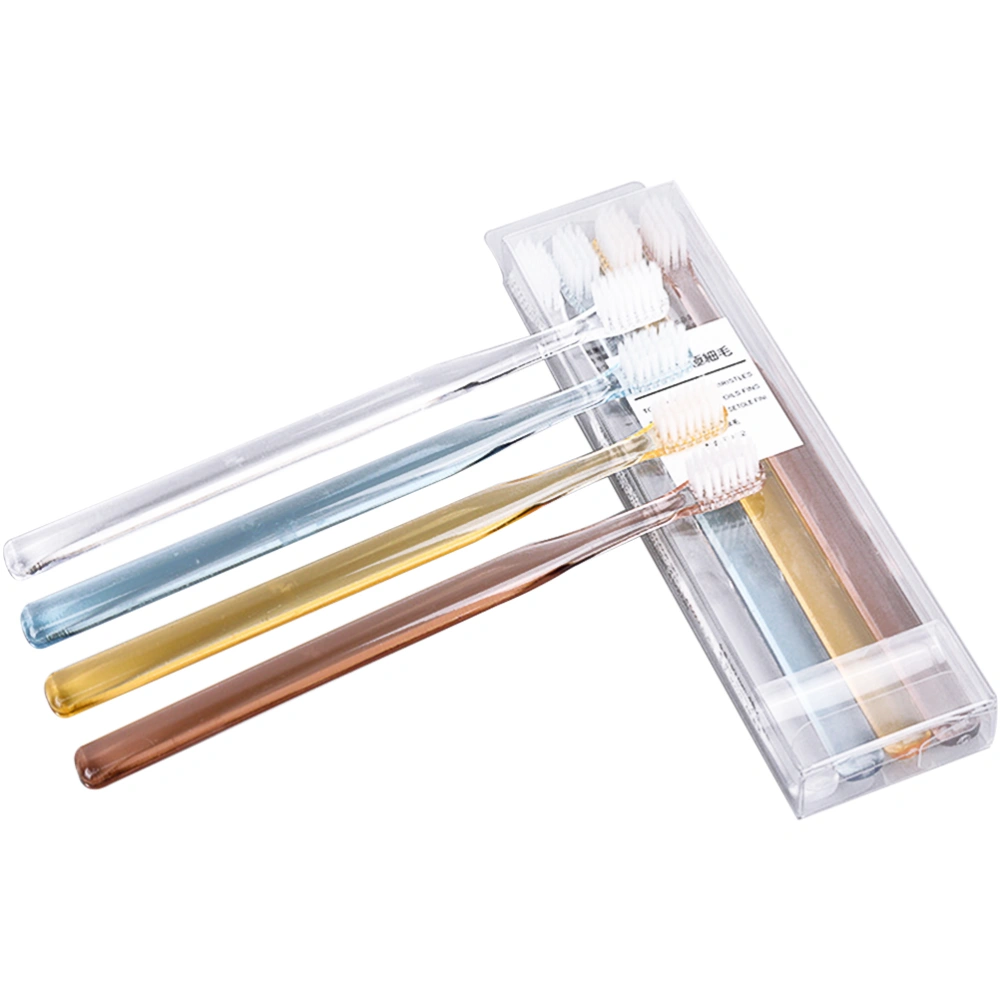 8pcs in Two Boxes Superfine Bristle Toothbrush Crystal Transparent Toothbrushes for Travel Home Use(Assorted Color)