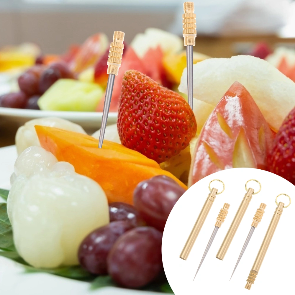 3pcs Titanium Alloy Toothpicks Detachable Dessert Fruit Pick for Outdoor Picnic Camping