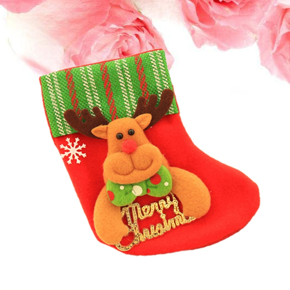 1PC Christmas Decoration Christmas Tree Pendant Christmas Sock Child Gift Bag Candy Storage Bag Cartoon Sock (English Elk Socks)