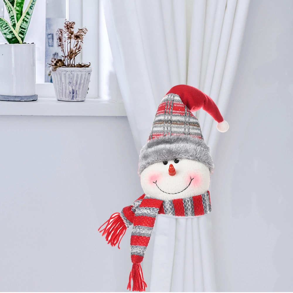 2 PCs Curtain Clips Cartoon Doll Buckle Window Display Christmas Clasp Belt Gift Christmas Curtain Accessory (Snowman)